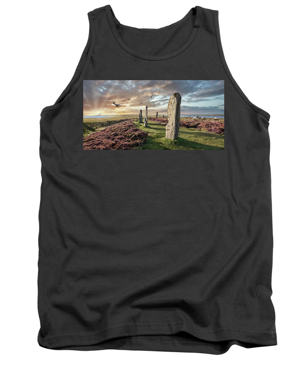 Ring Of Brodgar Tank Top featuring the photograph Ancient Stone - Photo of The Ring of Brodgar Stone Circle, Orkney by Paul E Williams