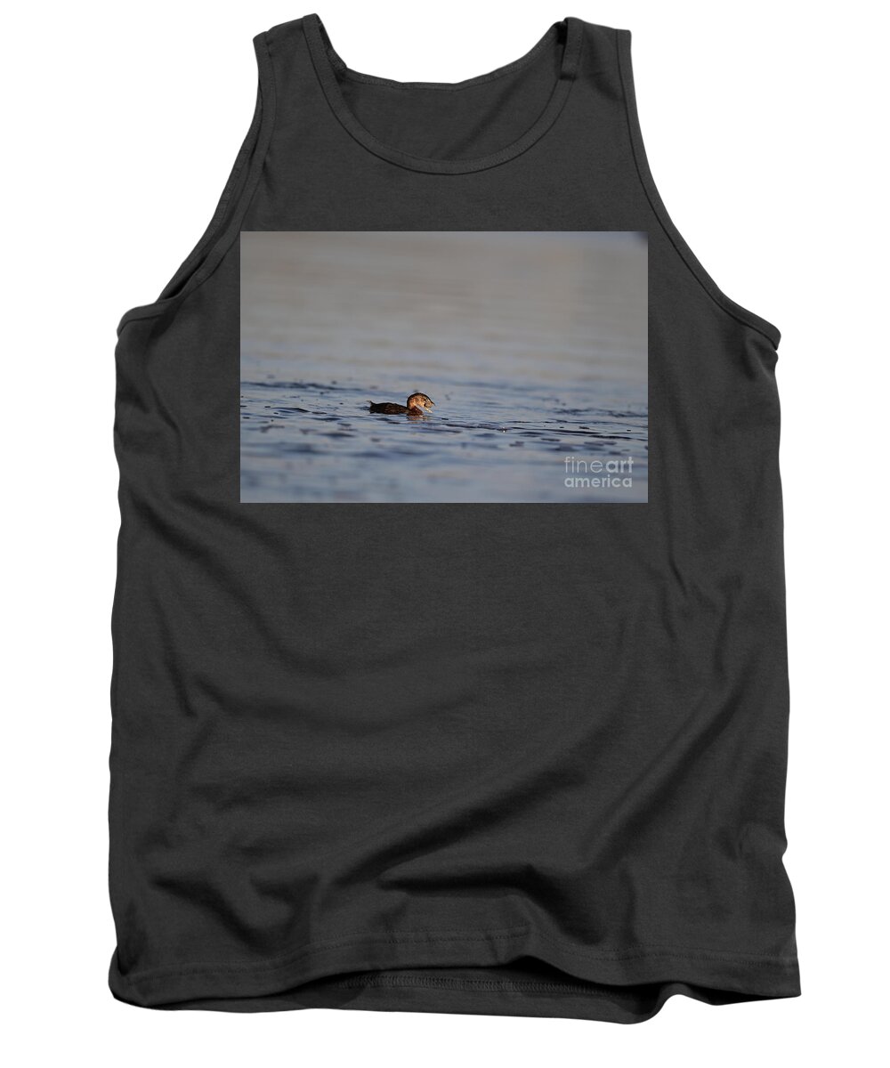 Pied-billed Grebe Tank Top featuring the photograph Pied-billed Grebe with a crab in the bill by Amazing Action Photo Video