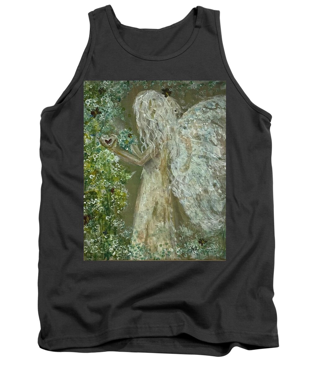 Angel Tank Top featuring the painting Planting Kindness by Kathy Bee