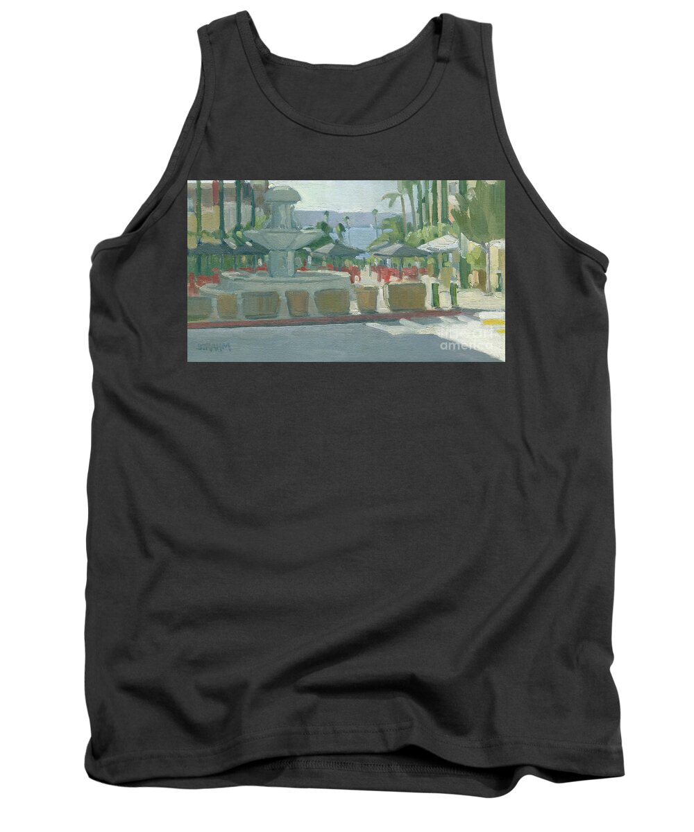 Piazza Della Familgia Tank Top featuring the painting Piazza della Famiglia in Little Italy - San Diego, California by Paul Strahm