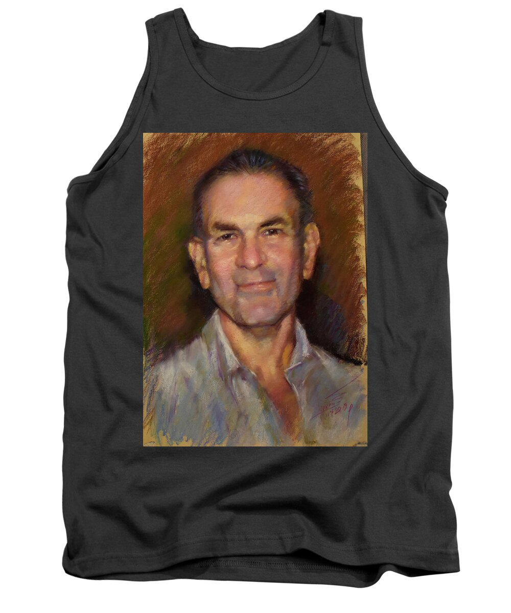 Portrait Tank Top featuring the painting Portrait in Pastel by Ylli Haruni