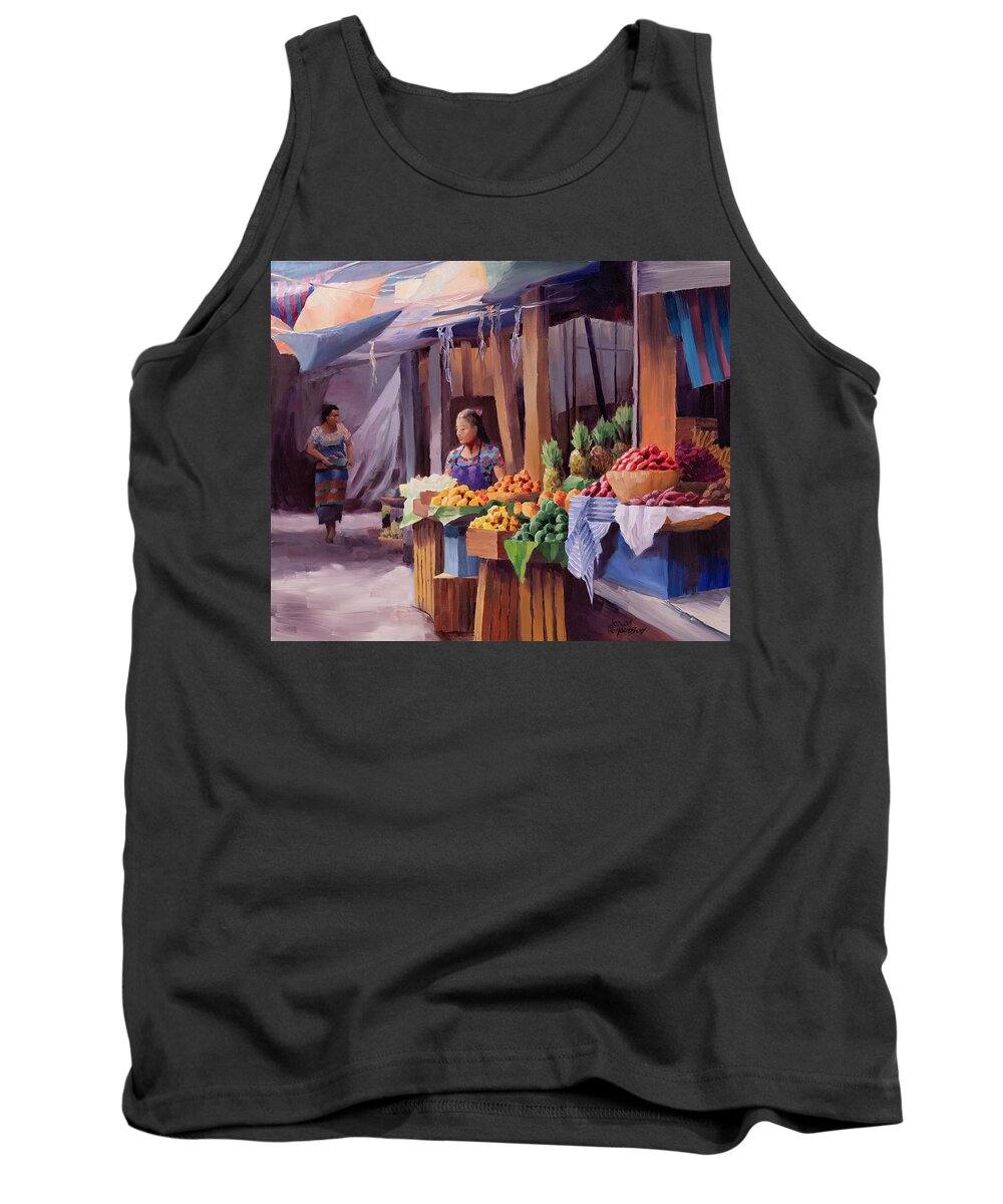 Market Tank Top featuring the painting Preparing for the Market by Jordan Henderson
