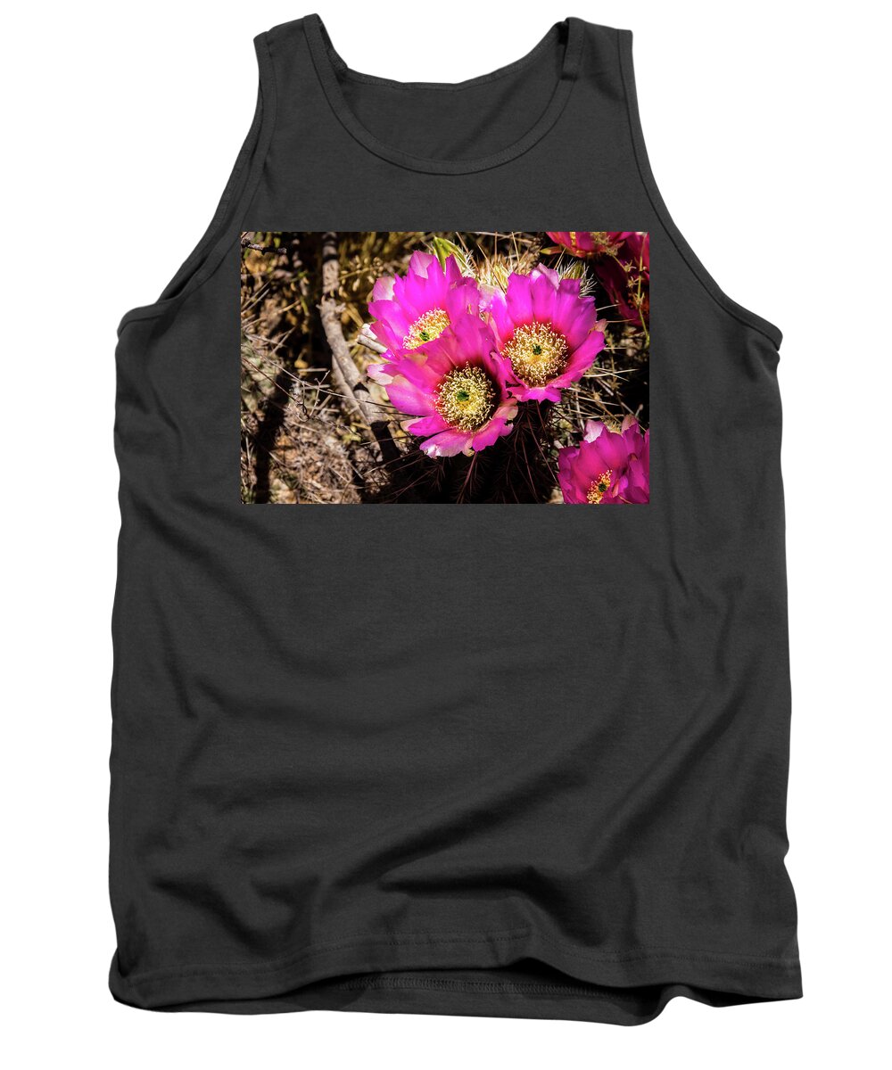 Canyon Tank Top featuring the photograph Prickly pear cactus flowers by Craig A Walker