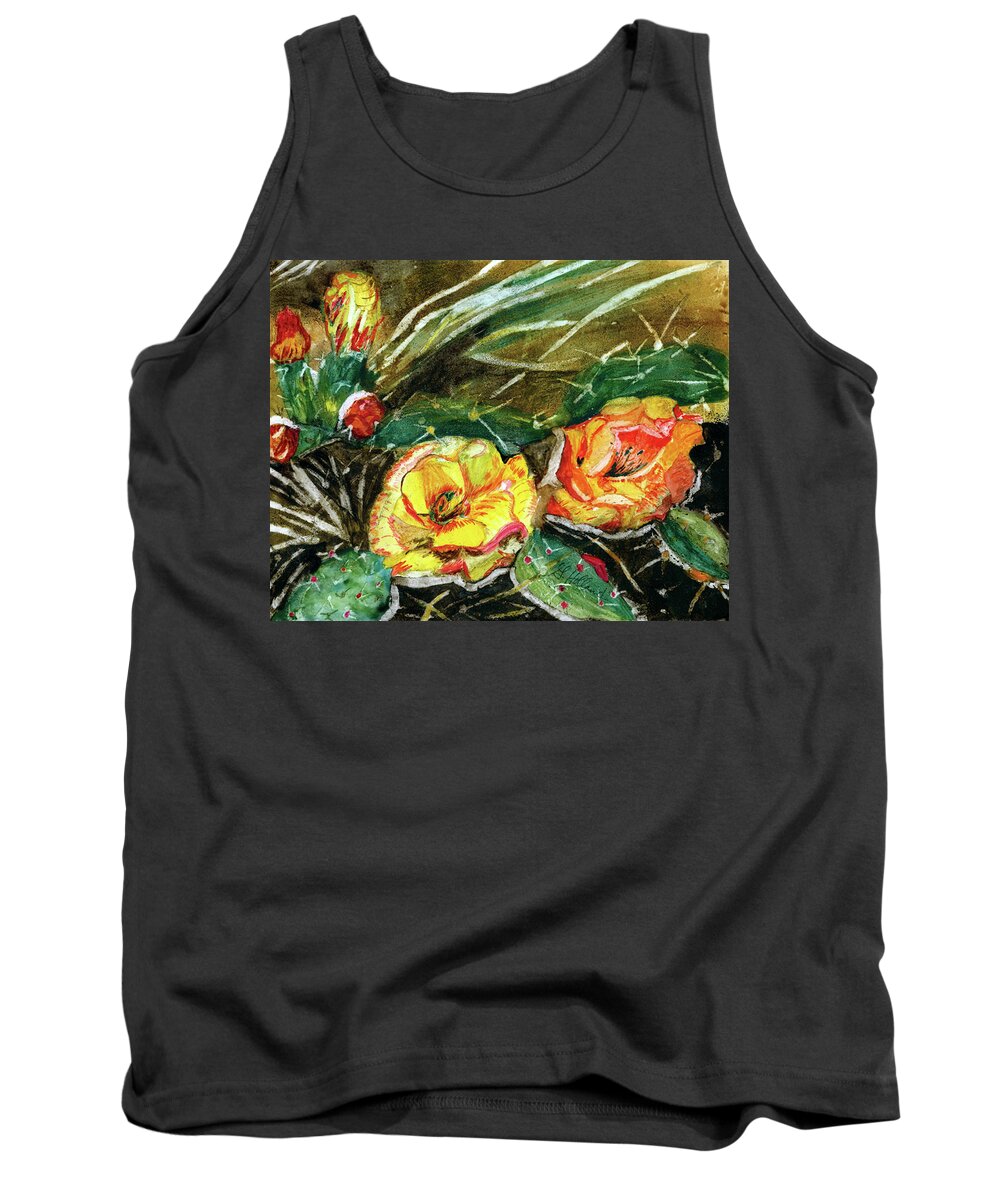 Cactus Tank Top featuring the painting Prickly Pear Cactus by Genevieve Holland