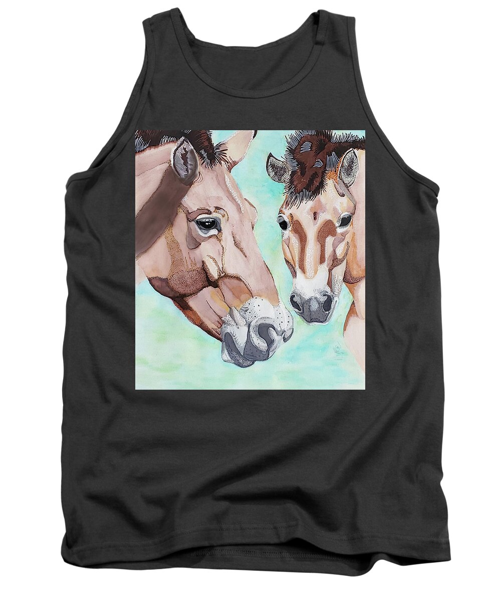 Watercolor Horse Painting Tank Top featuring the painting Przewalski's Horse by Equus Artisan