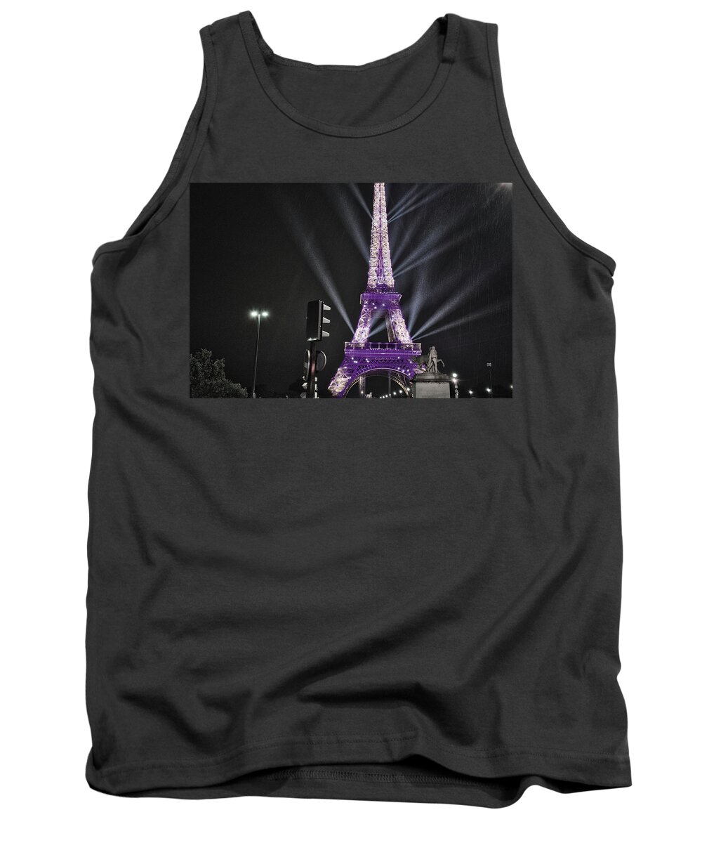 Tower Tank Top featuring the photograph Purple Eiffel by Portia Olaughlin