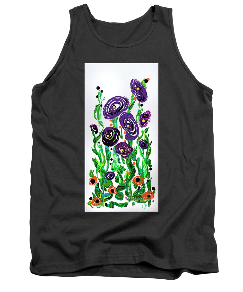 Mid Century Floral Painting Tank Top featuring the painting Purple Passion 2 by Jane Crabtree
