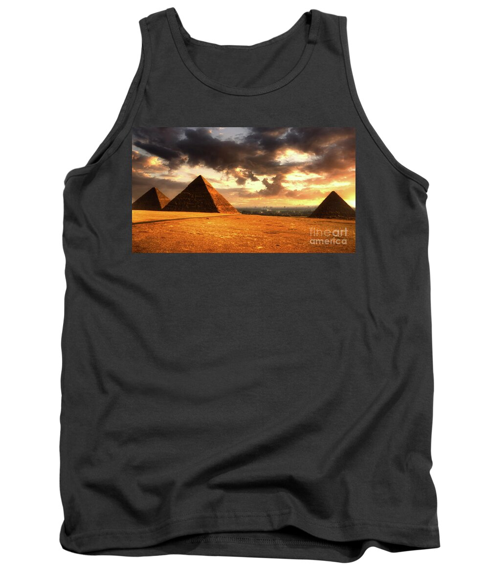 Giza Tank Top featuring the photograph Pyramids of Giza by Kype Hills