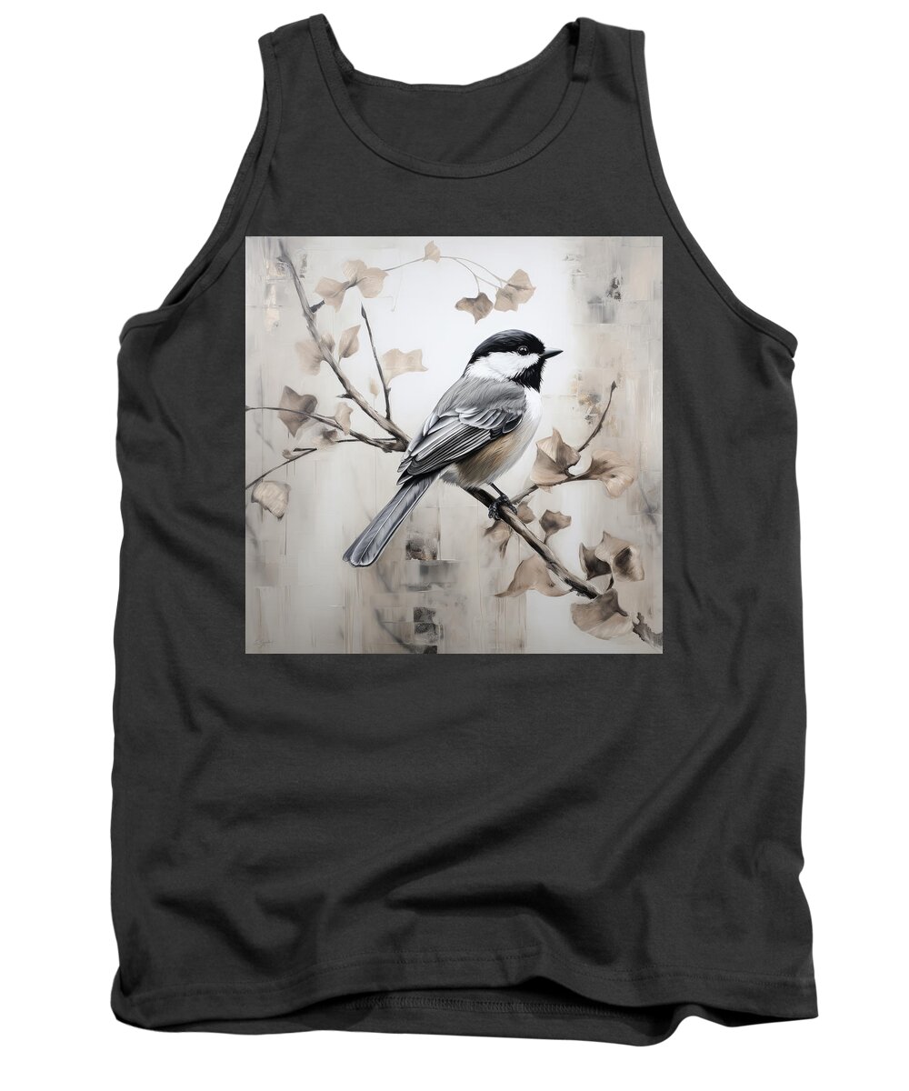 Chickadee Tank Top featuring the painting Quiet Majesty by Lourry Legarde