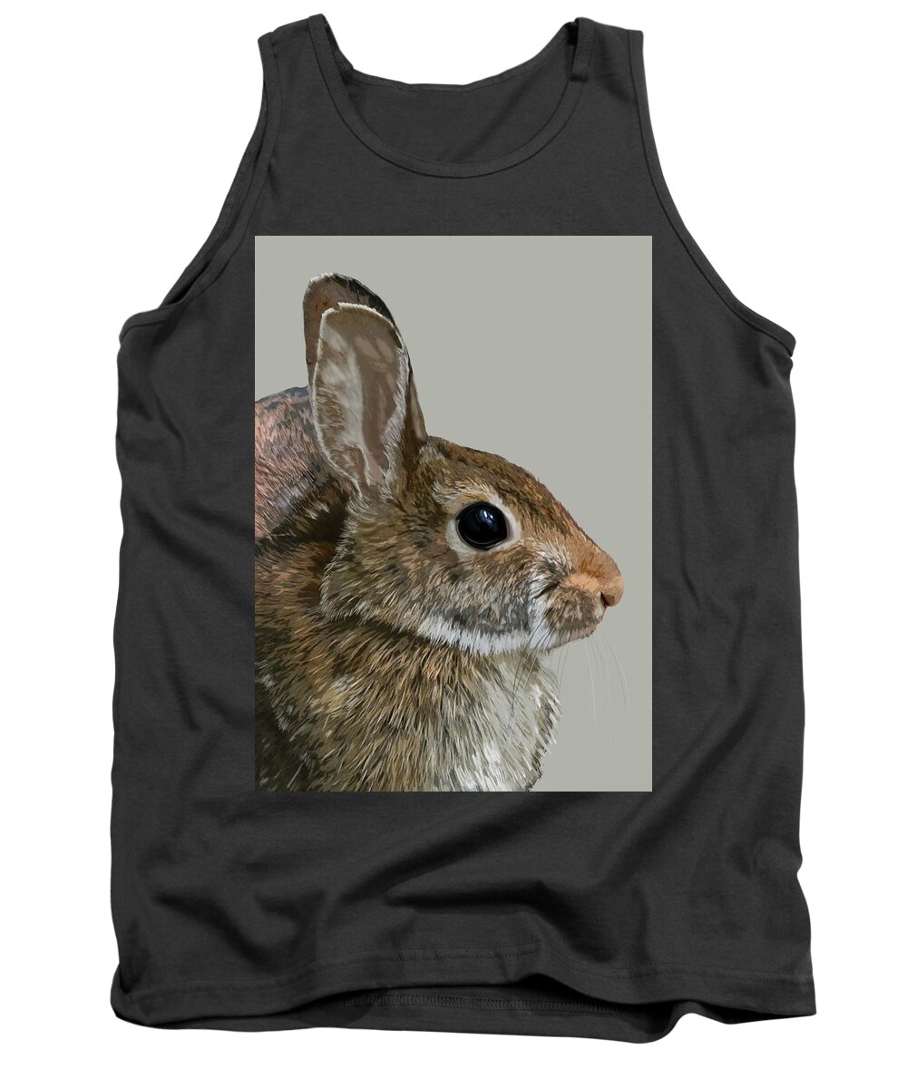 Nature Tank Top featuring the mixed media Rabbit in Five Colors by Judy Cuddehe