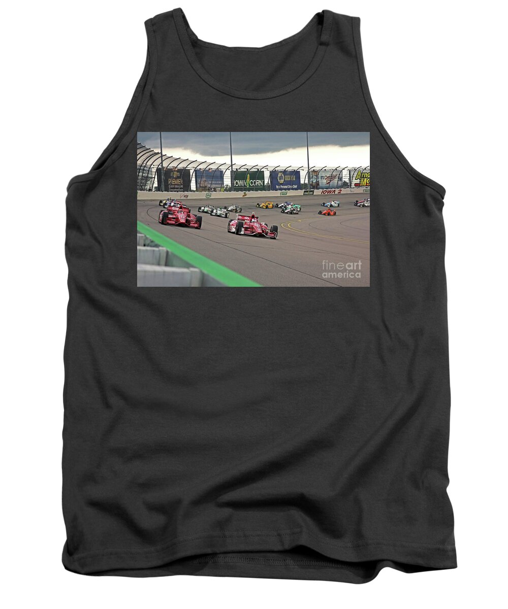 Indycar Tank Top featuring the photograph Race Start Iowa Corn 300 - 2014 Iowa Speedway by Pete Klinger