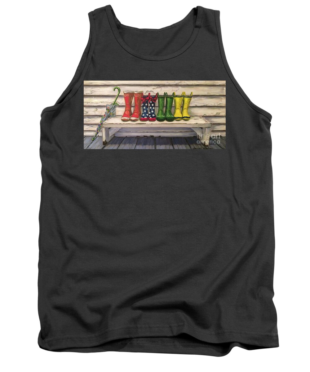 Paintings Tank Top featuring the painting Rain Boots by Sherrell Rodgers