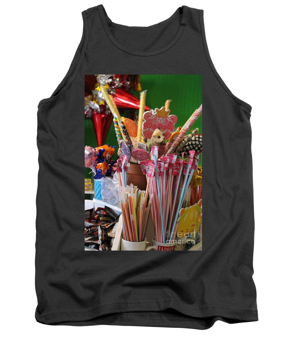 Candy Store Tank Top featuring the photograph Rainbow Dreams - A Candy Store in Solvang California by Colleen Cornelius