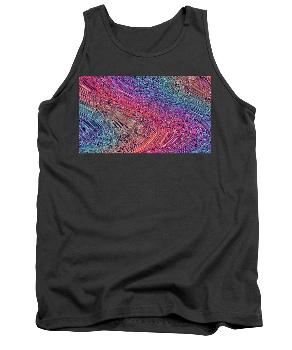 Abstract Tank Top featuring the digital art Rainbow Ice River - Abstract by Ronald Mills