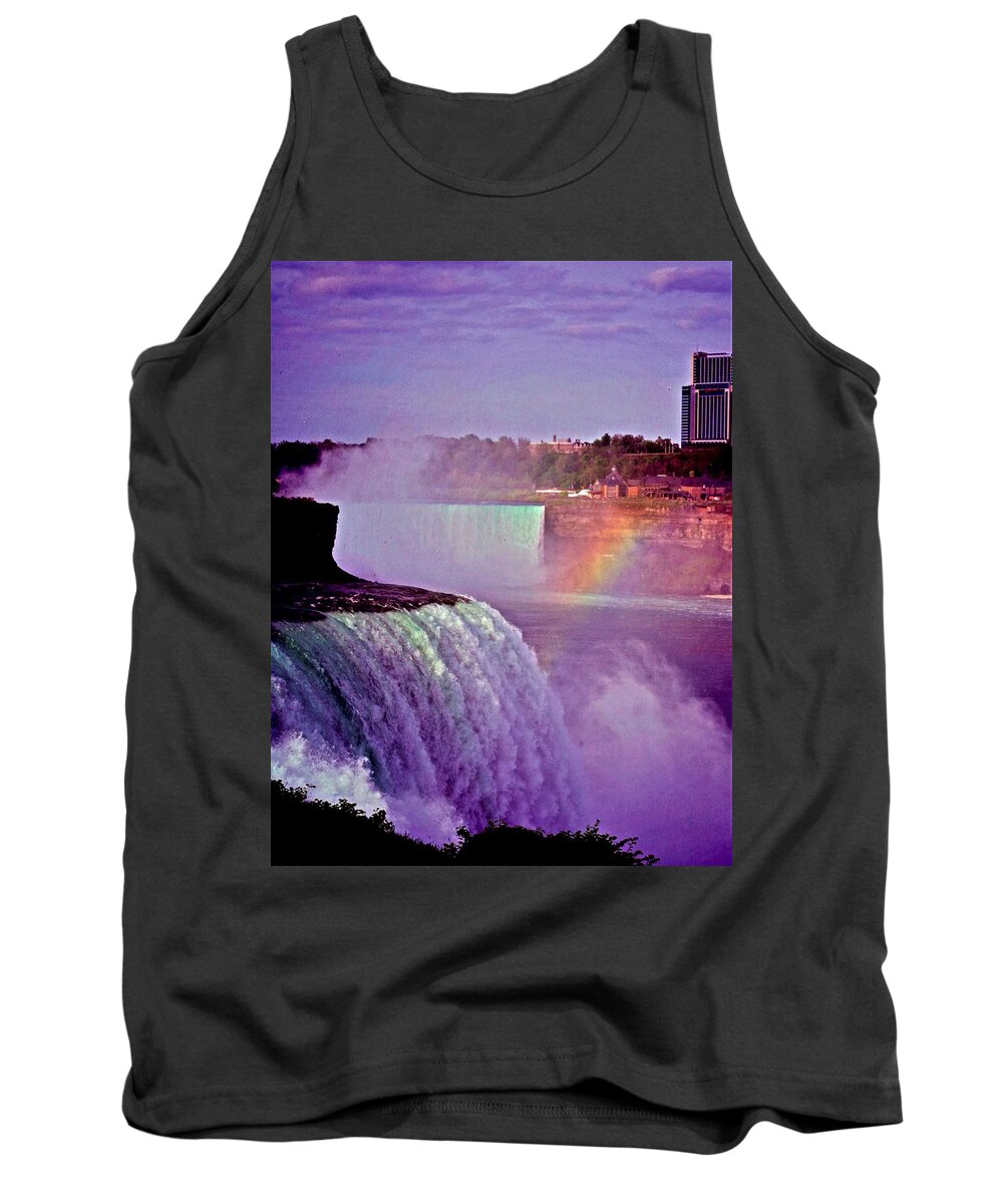 Rainbow Tank Top featuring the photograph Rainbow over the Niagara Falls by Bess Carter