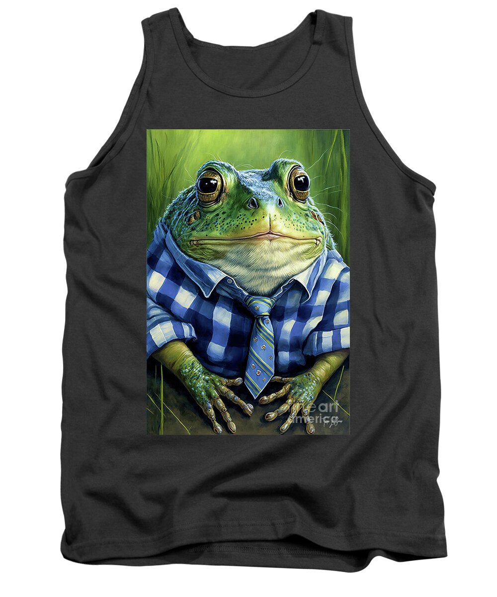 Frogs Tank Top featuring the painting Ready For A Day At The Office by Tina LeCour