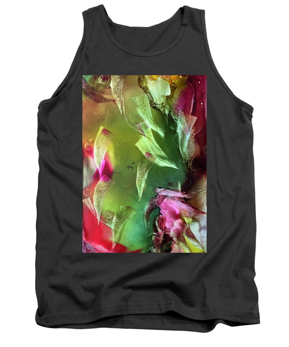 Alcohol Ink Tank Top featuring the painting Ready to Bloom by Tommy McDonell