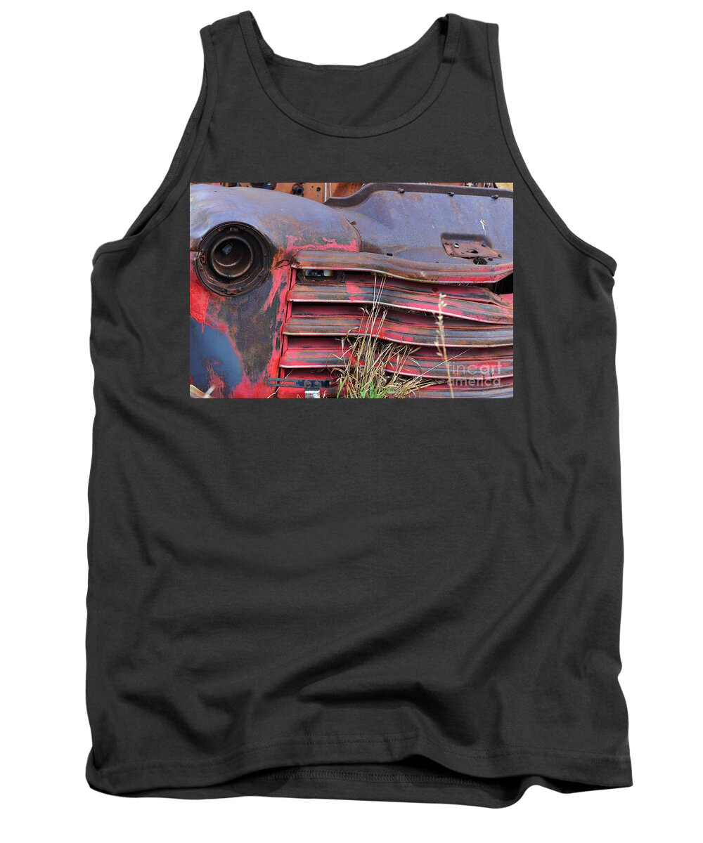Old Truck Tank Top featuring the photograph Red, Rust and Blue by Kae Cheatham