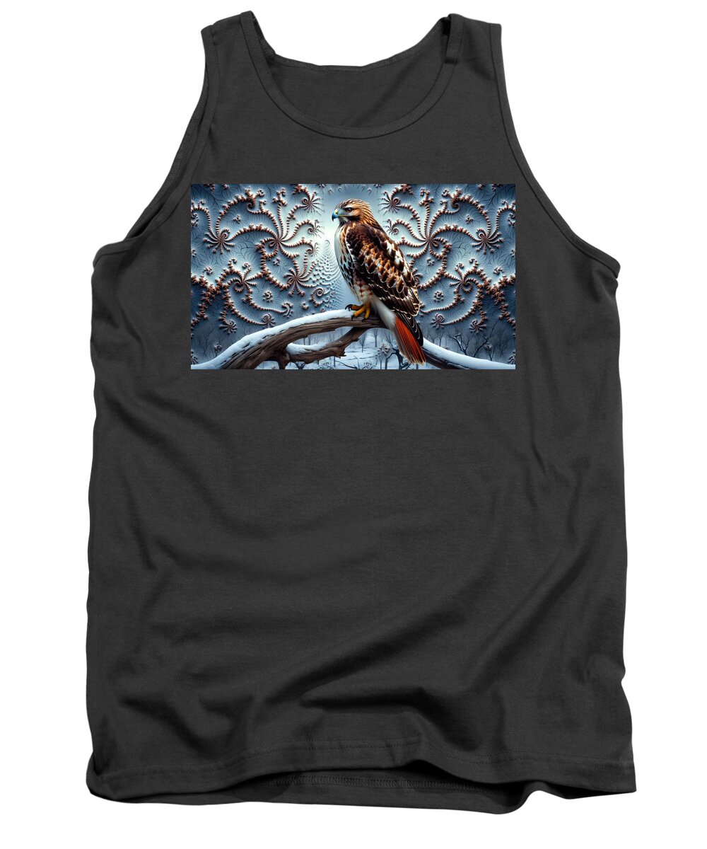 Red-tailed Hawk Tank Top featuring the digital art Red-Tailed Fractal Sovereign by Bill And Linda Tiepelman