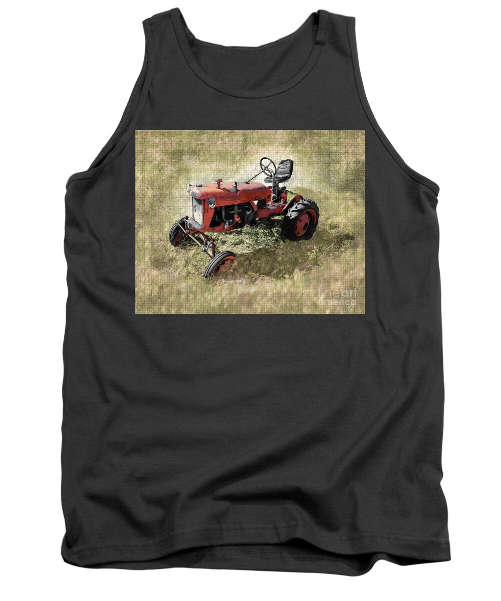 Barn Tank Top featuring the digital art Red Tractor by Anthony Ellis