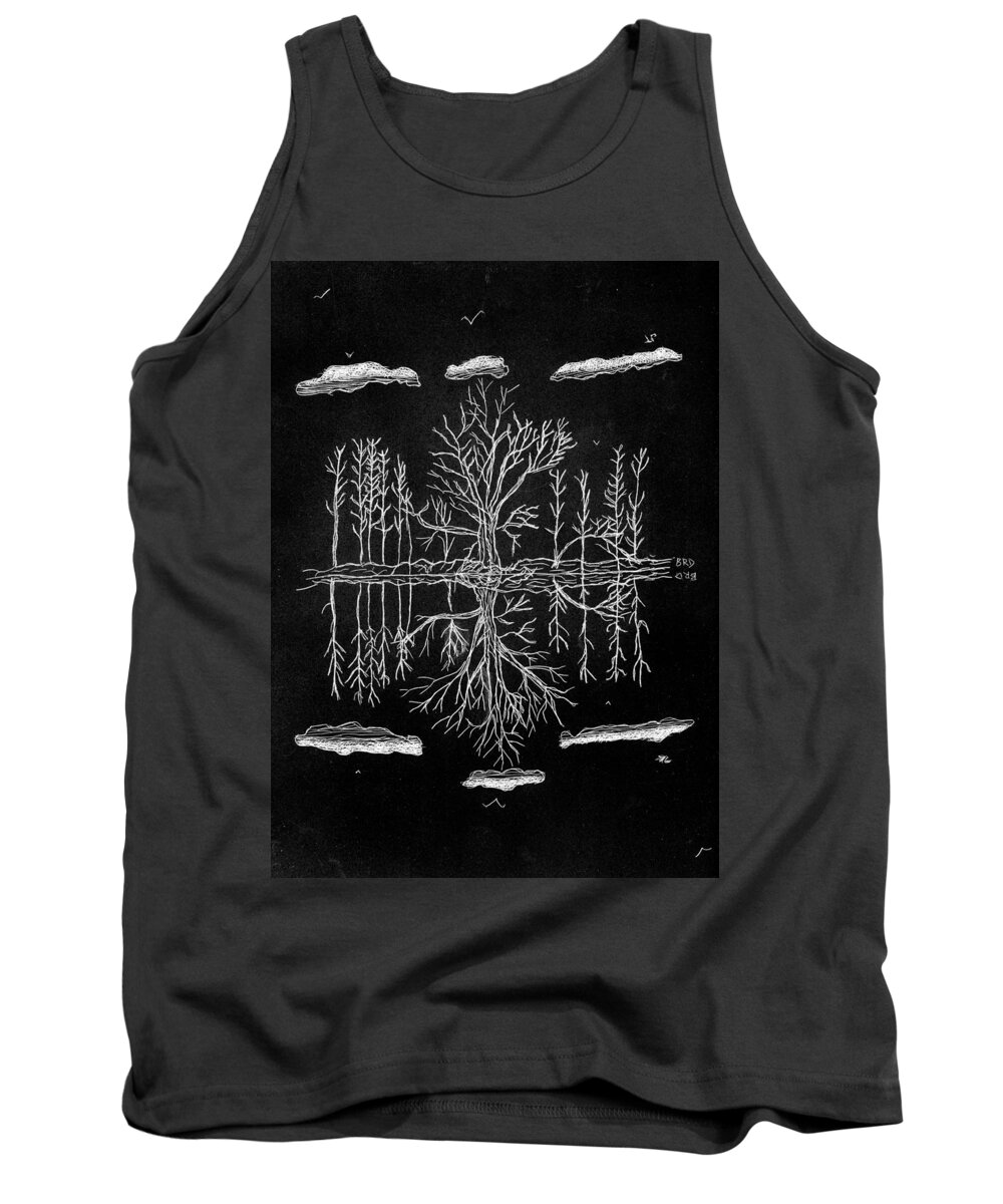 Reflections Tank Top featuring the drawing Reflections? by Branwen Drew