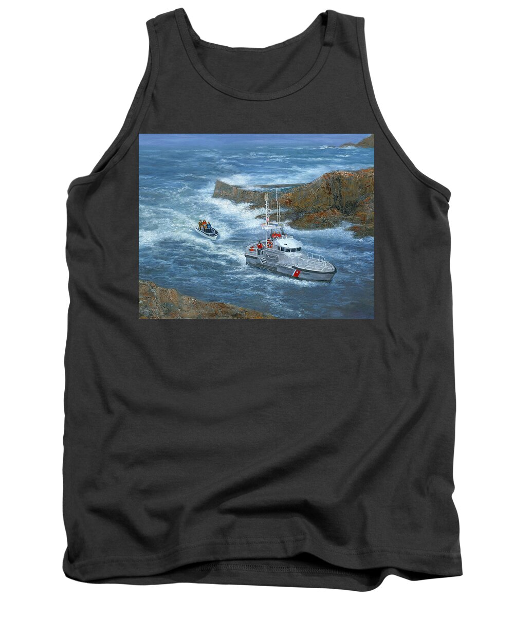 Ocean Tank Top featuring the painting Rescue at Depoe Bay by June Hunt