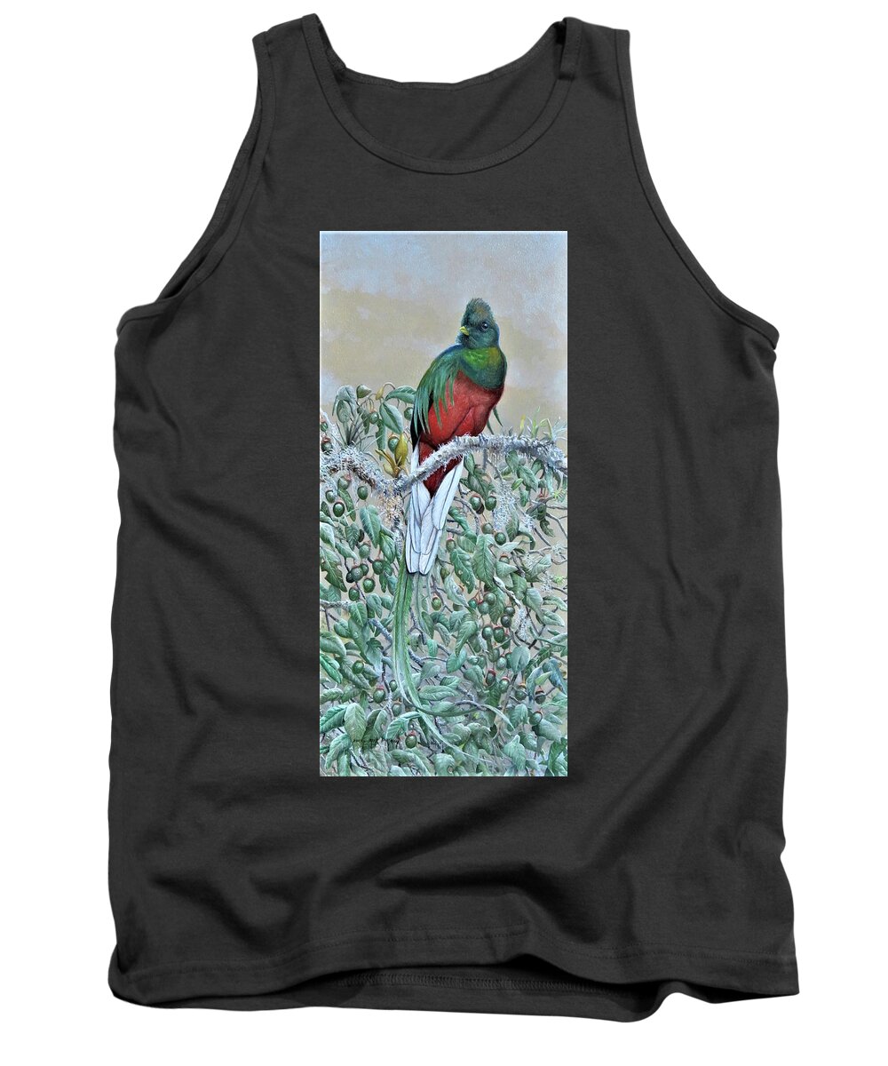 Barry Kent Mackay Tank Top featuring the painting Resplendent Quetzal by Barry Kent MacKay