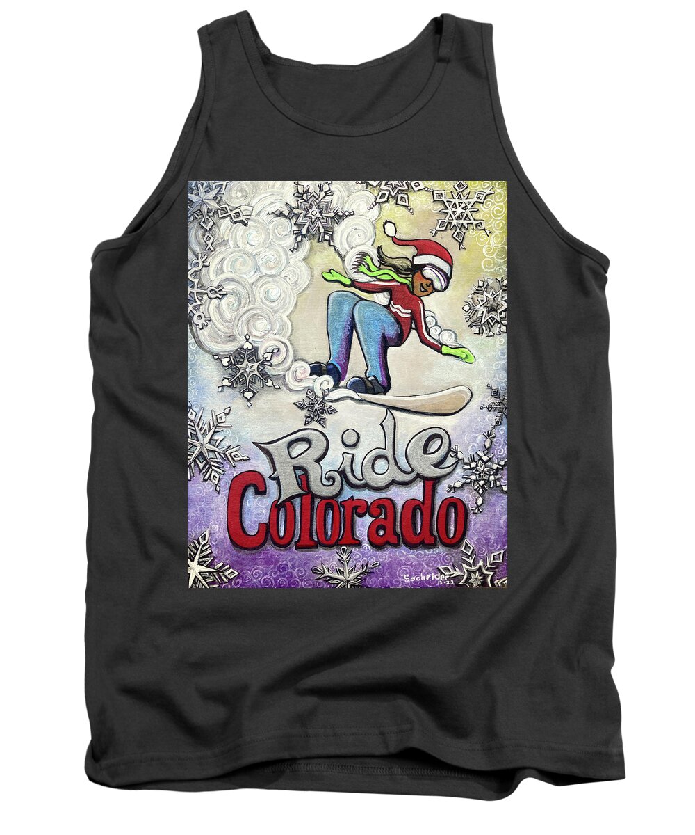 Ride Tank Top featuring the painting Ride Colorado by David Sockrider