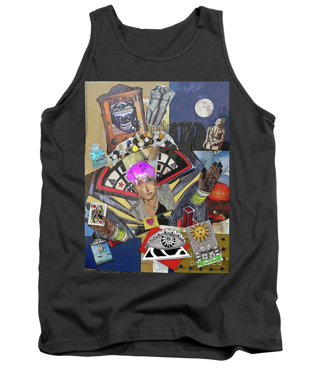 Collage Tank Top featuring the mixed media Risk Taker by Mafalda Cento