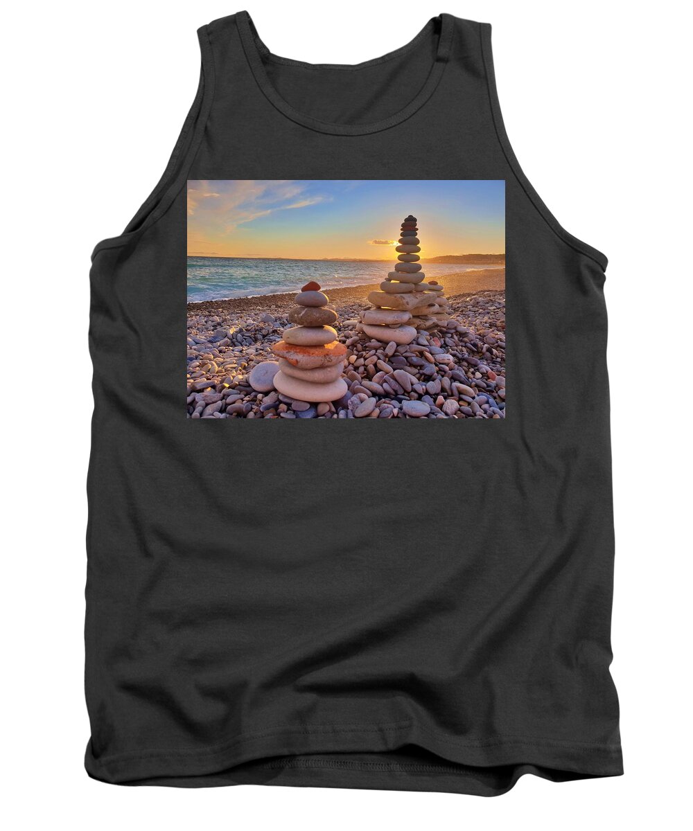 Nice Tank Top featuring the photograph Sunset Zen by Andrea Whitaker