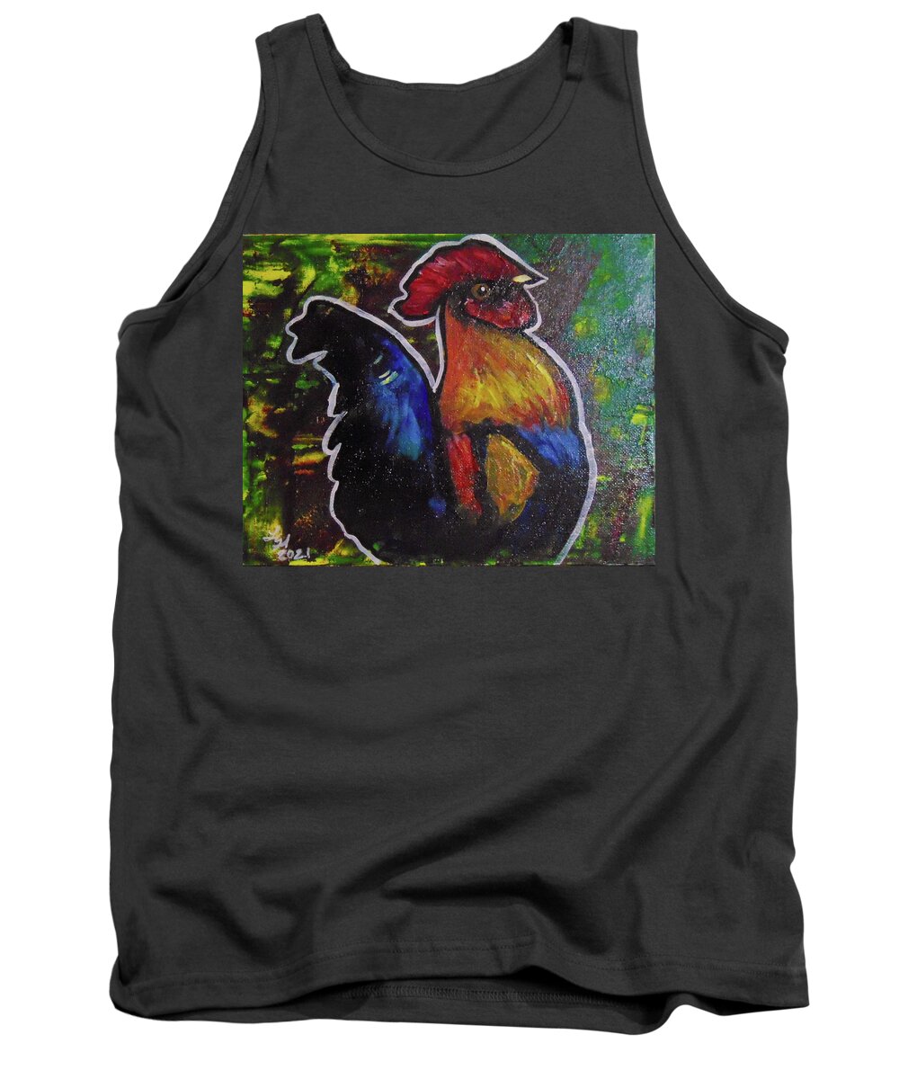  Tank Top featuring the painting Rooster by Loretta Nash