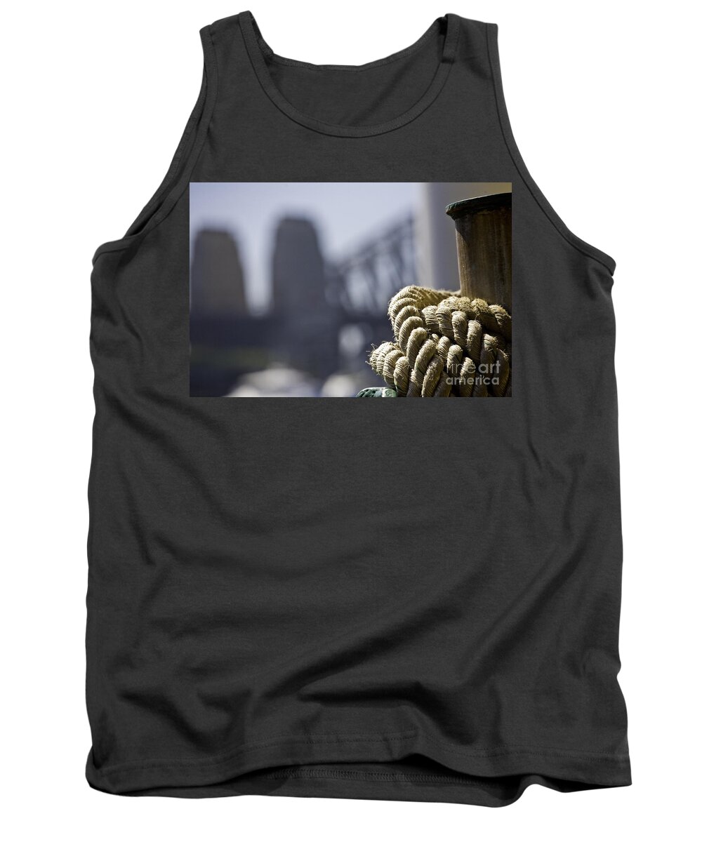Sydney Harbour Tank Top featuring the photograph Ropes with Harbour backdrop by Sheila Smart Fine Art Photography