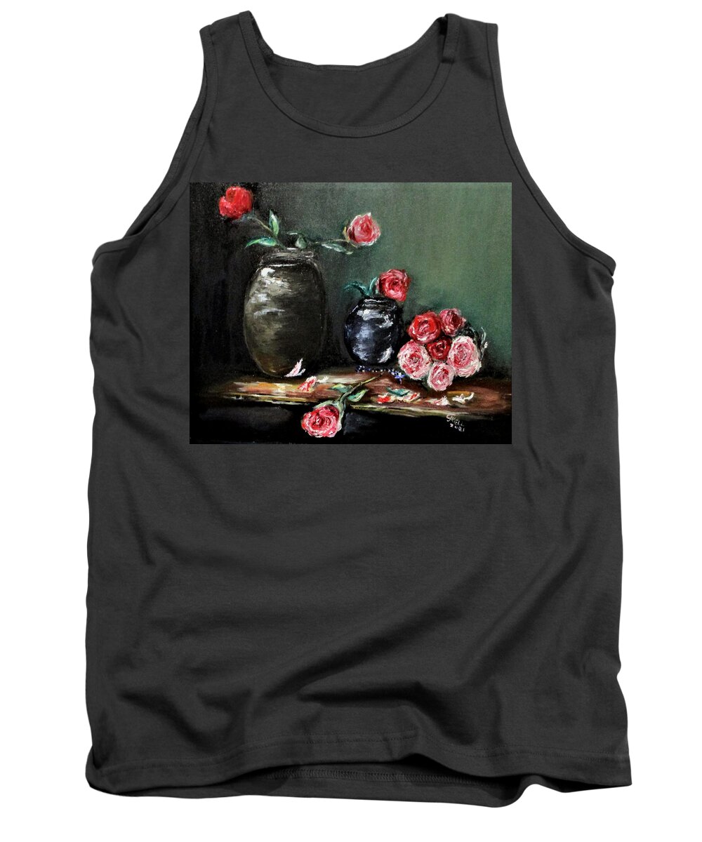 Botanicals Tank Top featuring the painting Rosa Maria by Clyde J Kell
