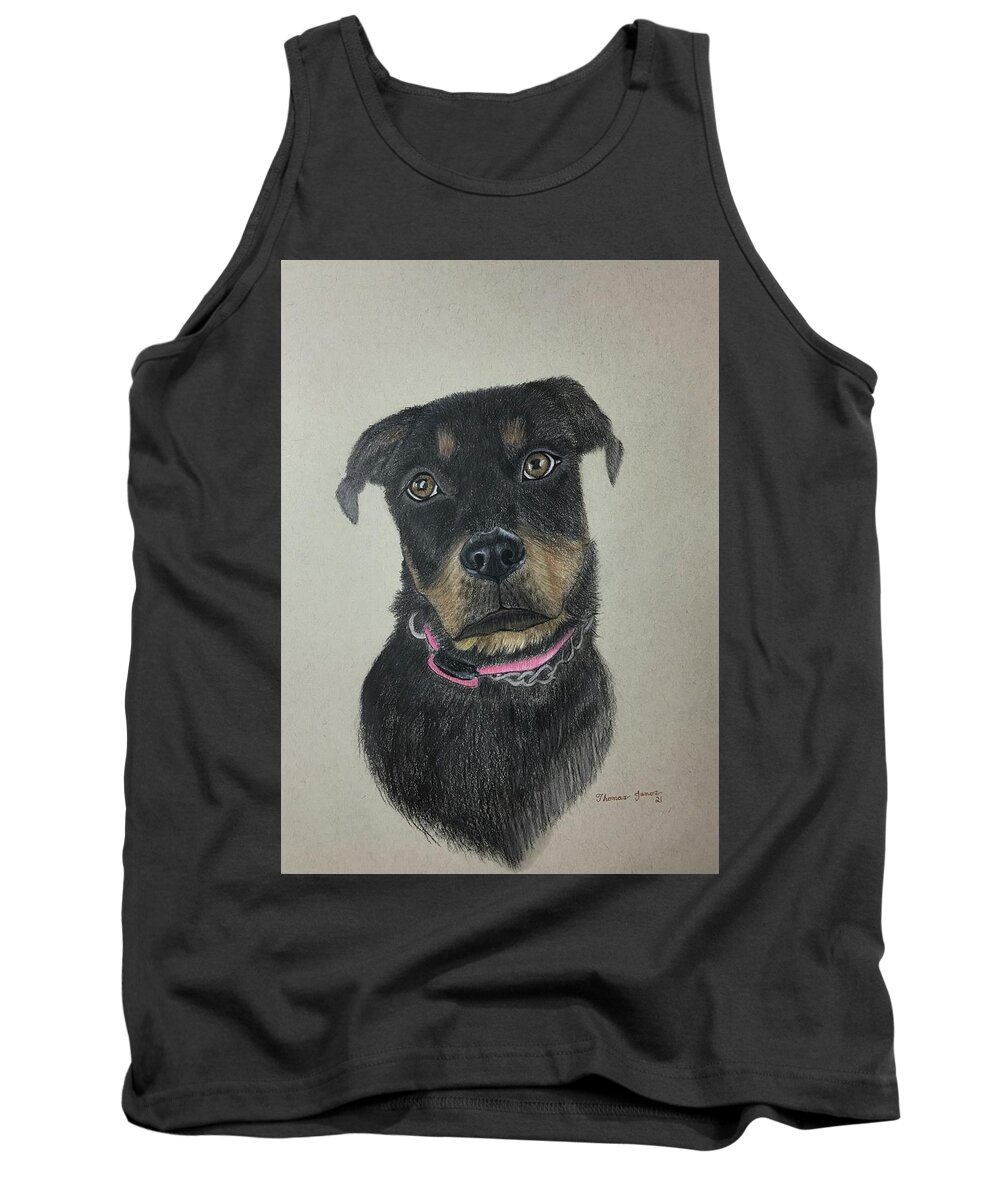 Rottweiler Tank Top featuring the drawing Rottweiler by Thomas Janos