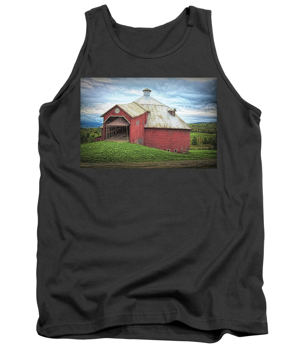 Barn Tank Top featuring the photograph Round barn - Mansonville, Quebec by Tatiana Travelways