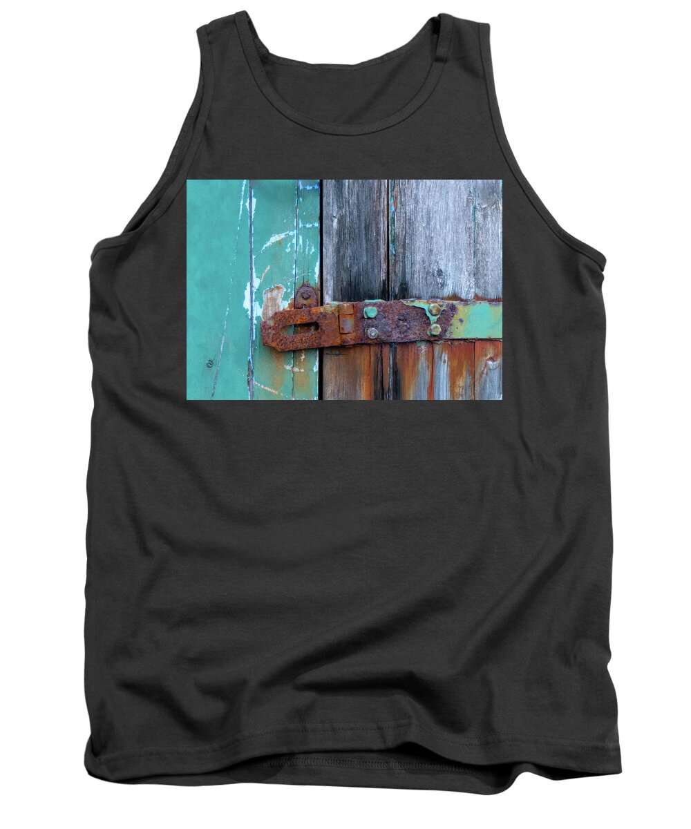 Door Tank Top featuring the photograph Rusty Hasp by S Katz