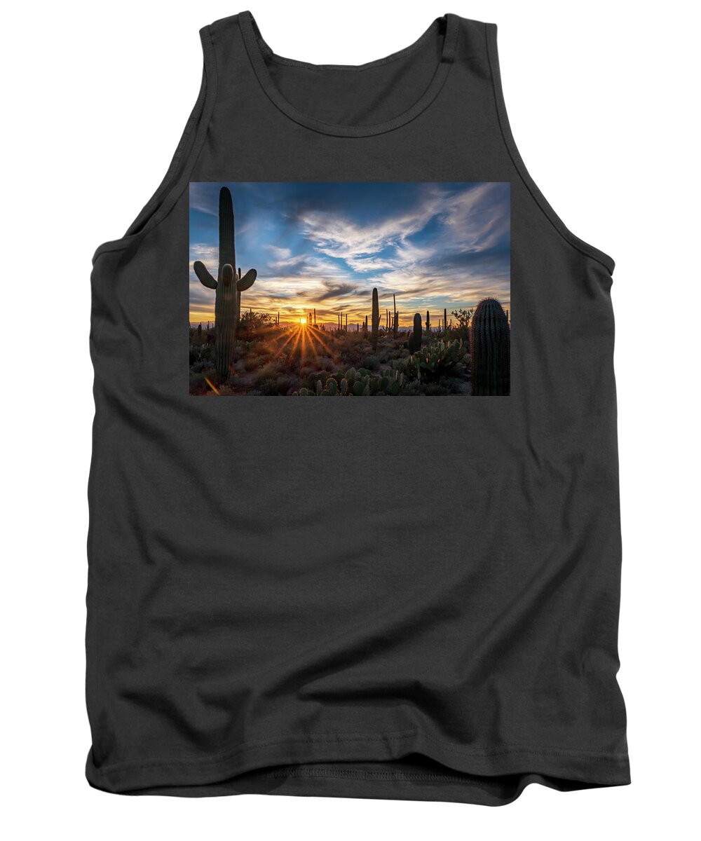 Cactus Tank Top featuring the photograph Saguaro Sunset by Michael Smith