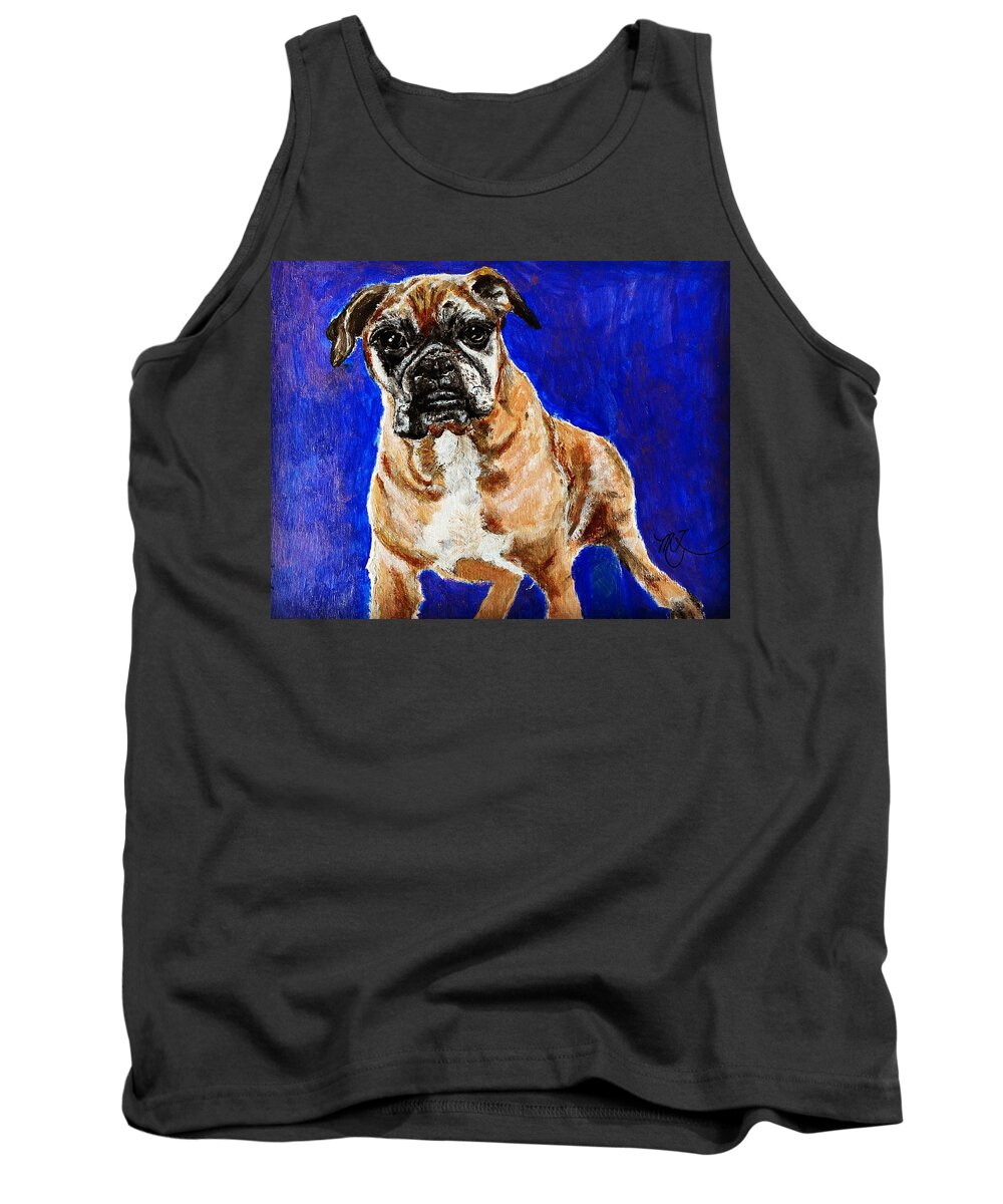 Dog Tank Top featuring the painting SAM the BOXER by Melody Fowler