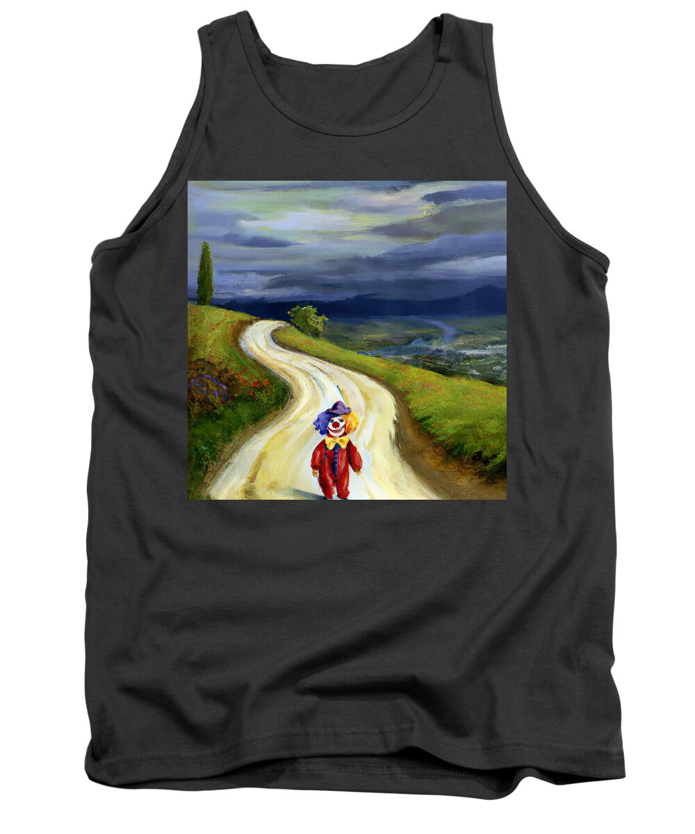 Scary Tank Top featuring the painting Scary Cute Baby Clown by Hillary Kladke