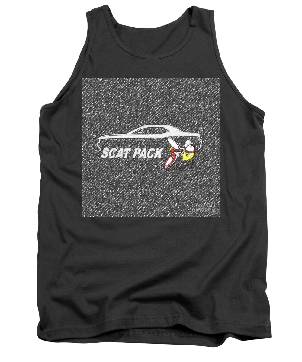 Mopar Tank Top featuring the drawing Scat Pack Sketch by Darrell Foster