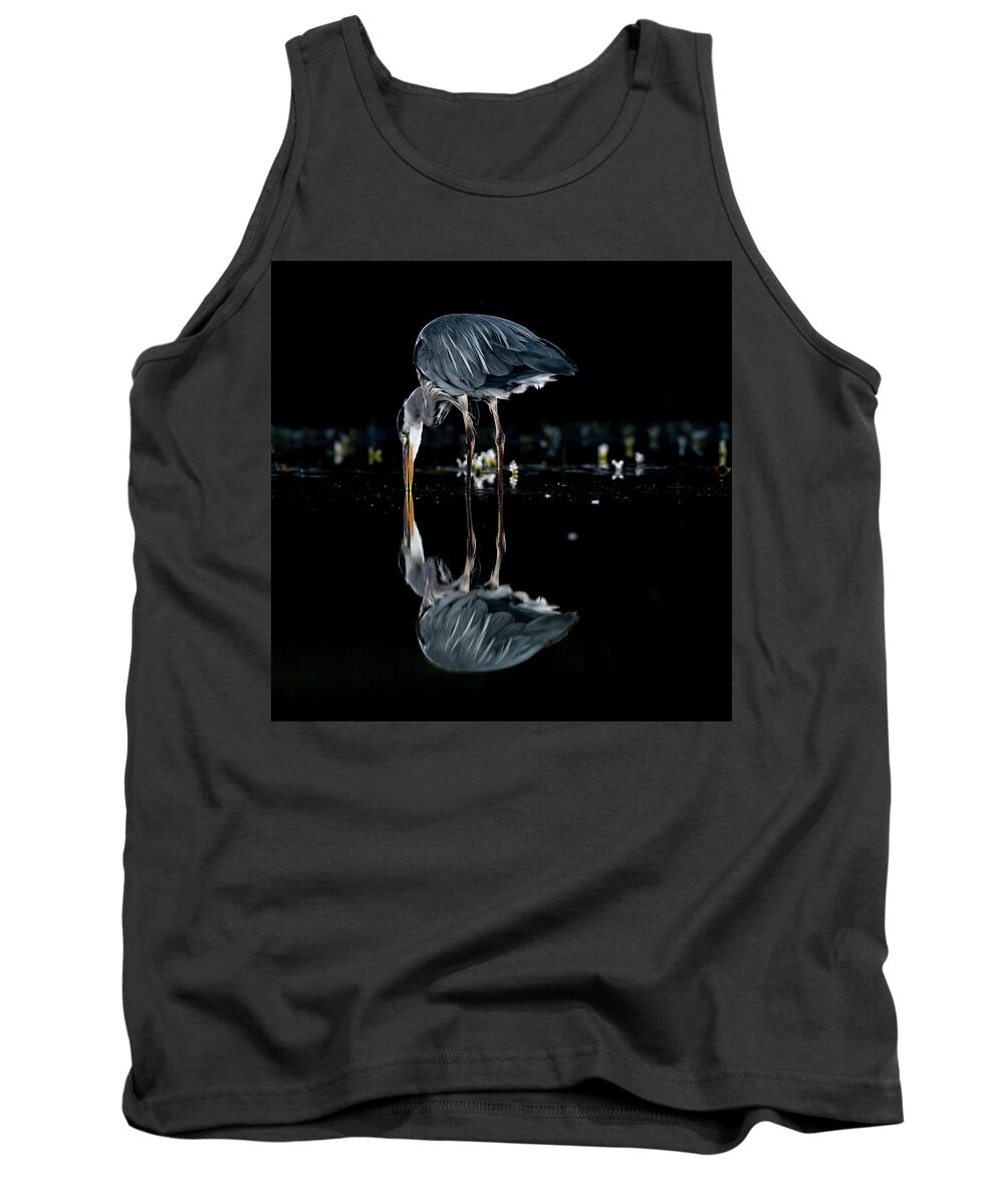 Grey Heron Tank Top featuring the photograph Searching by Mark Hunter