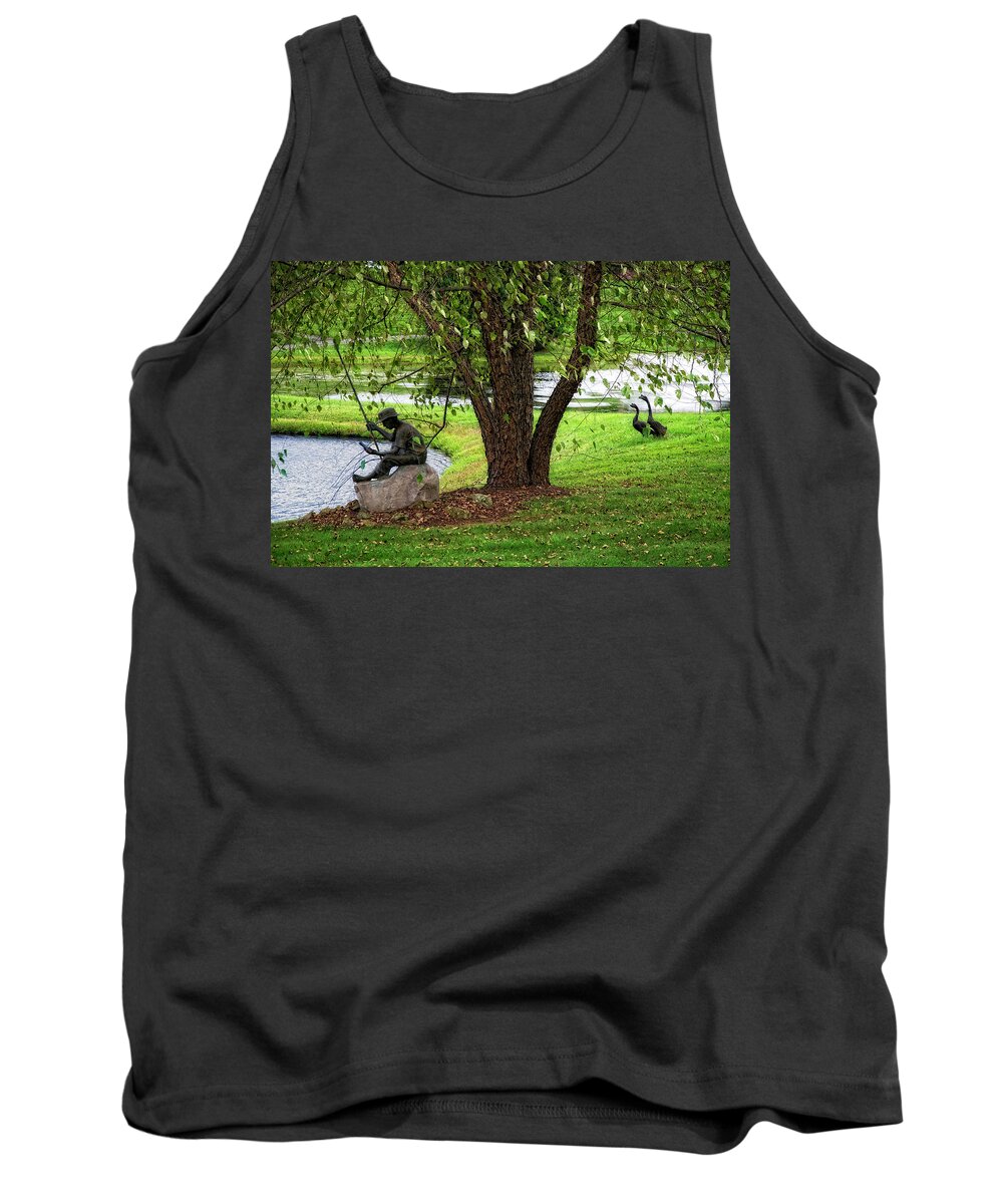 Green Tank Top featuring the photograph Seeking a Moment's Peace by Anthony M Davis