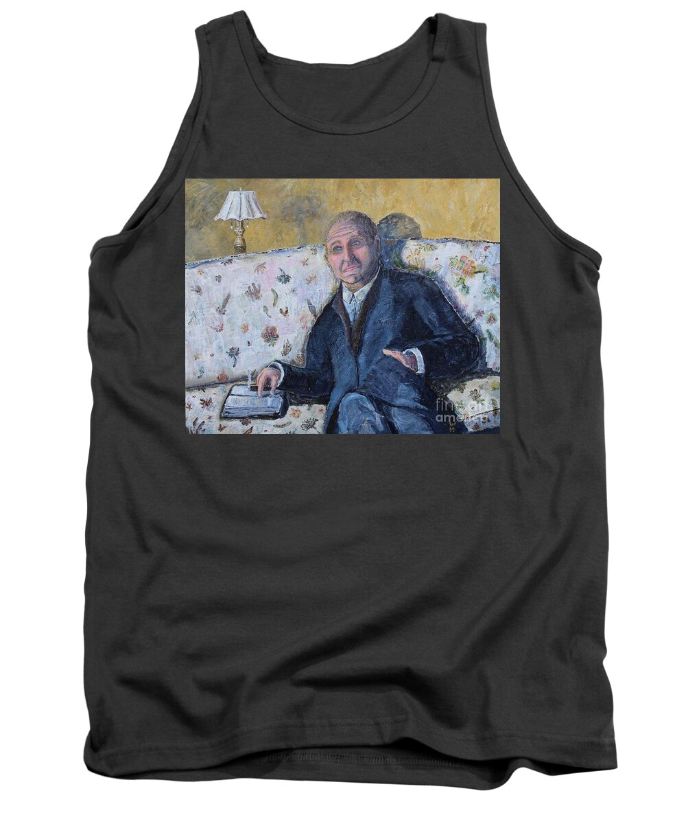 Richard Wandell Tank Top featuring the painting Self Portrait August 2014 by Richard Wandell