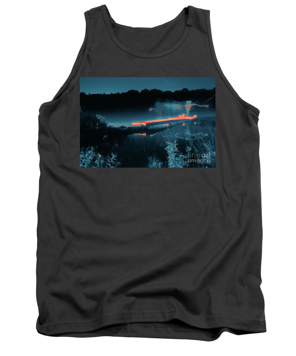 Self portrait night fishing with a glow in the dark bobber 8 Tank Top by  Chris Taggart - Pixels