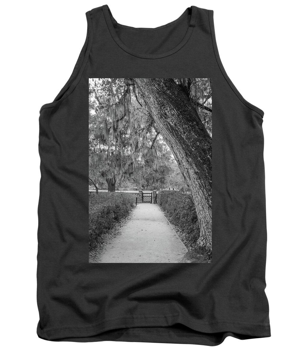 Middleton Place Plantation Tank Top featuring the photograph Sheltered Gate by Cindy Robinson