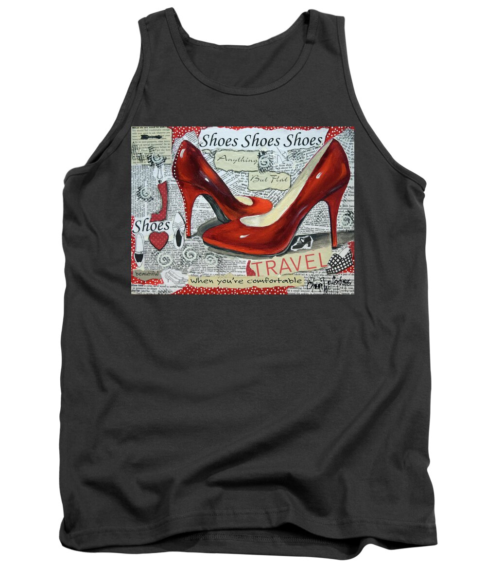 Shoes Tank Top featuring the painting Shoes Shoes Shoes by Cheri Wollenberg