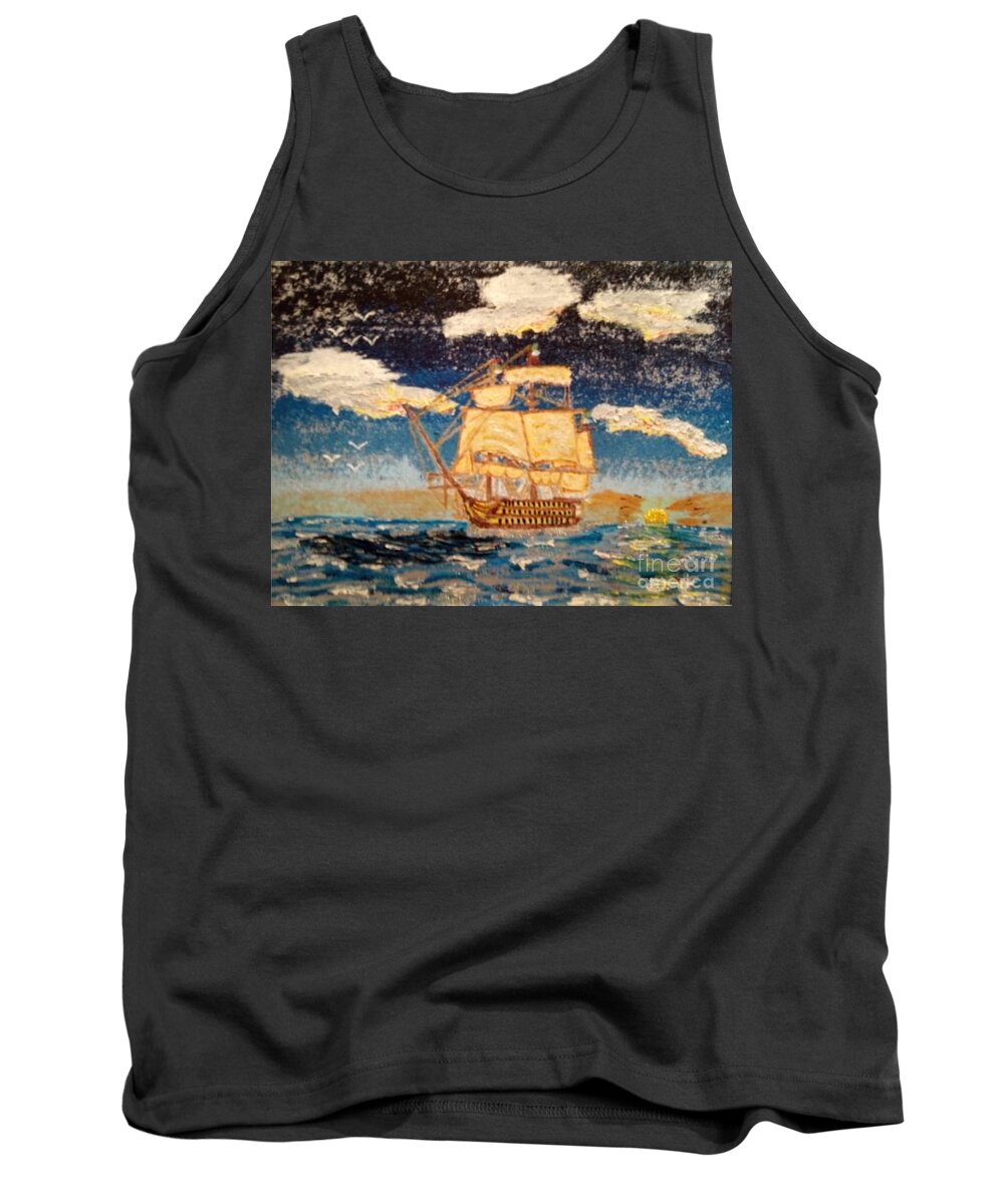 Ship Tank Top featuring the painting Silver Seas by David Westwood