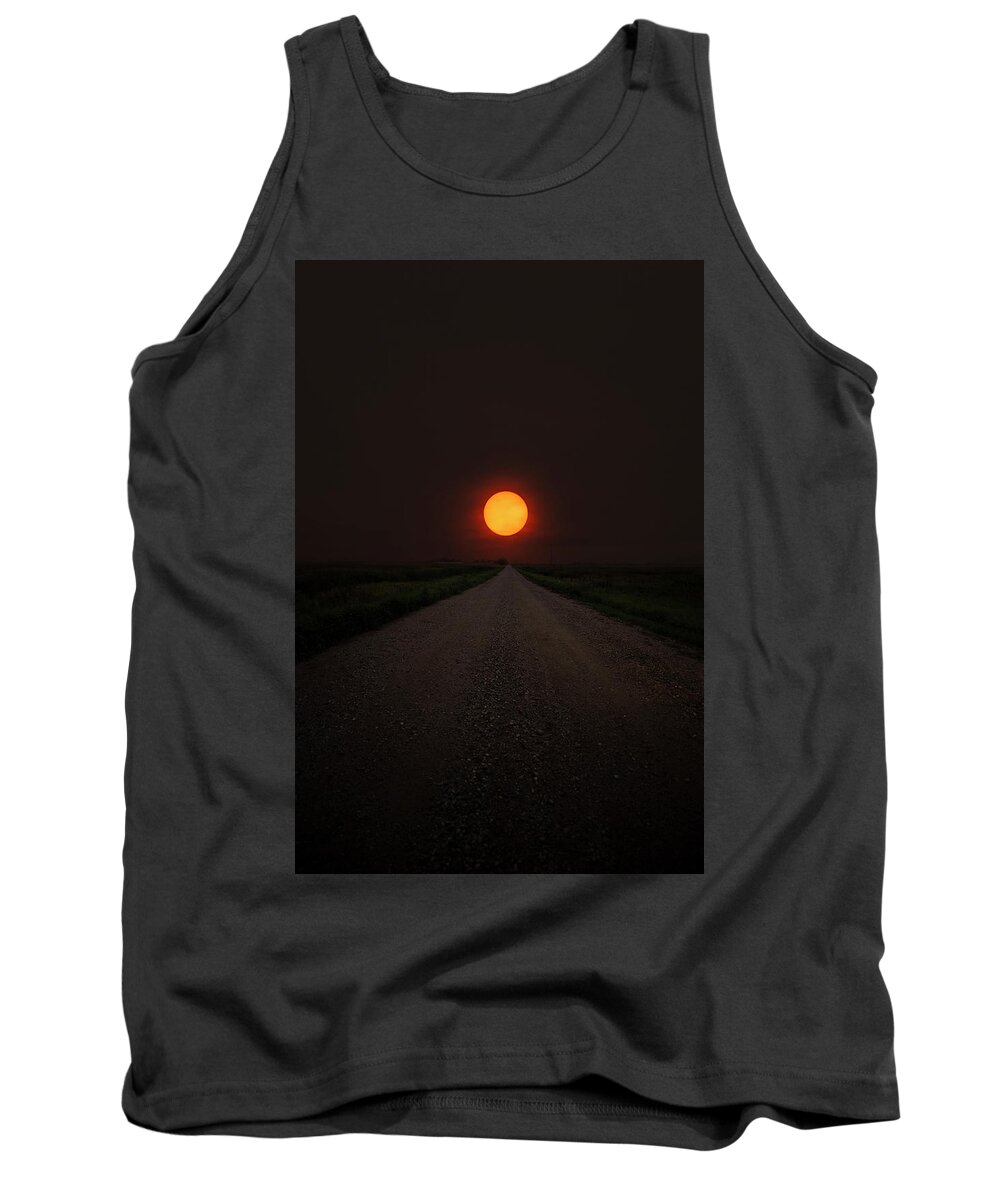 Sunset Tank Top featuring the photograph Smokey Road by Aaron J Groen
