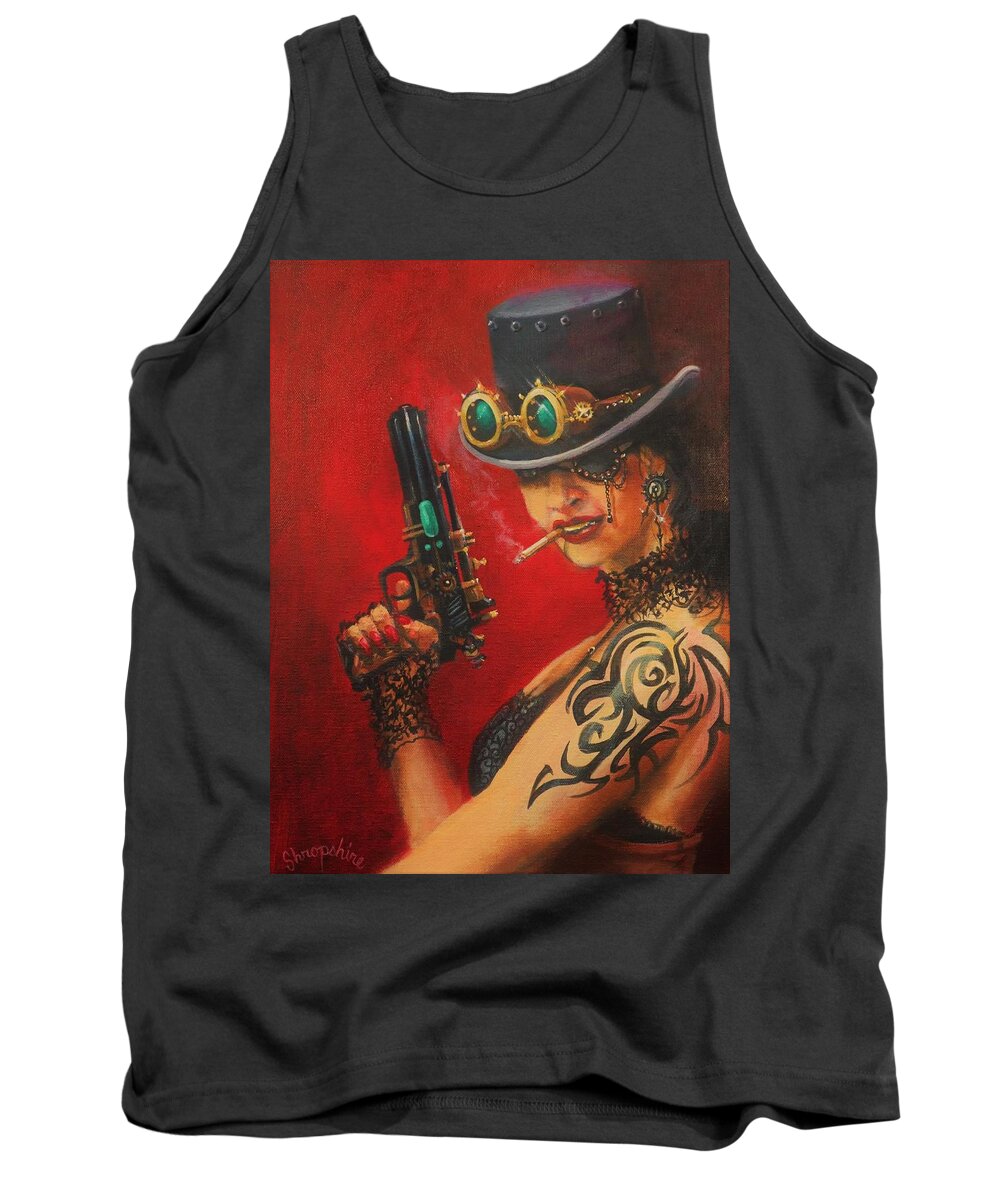 Art Noir Tank Top featuring the painting Smokin' Hot by Tom Shropshire