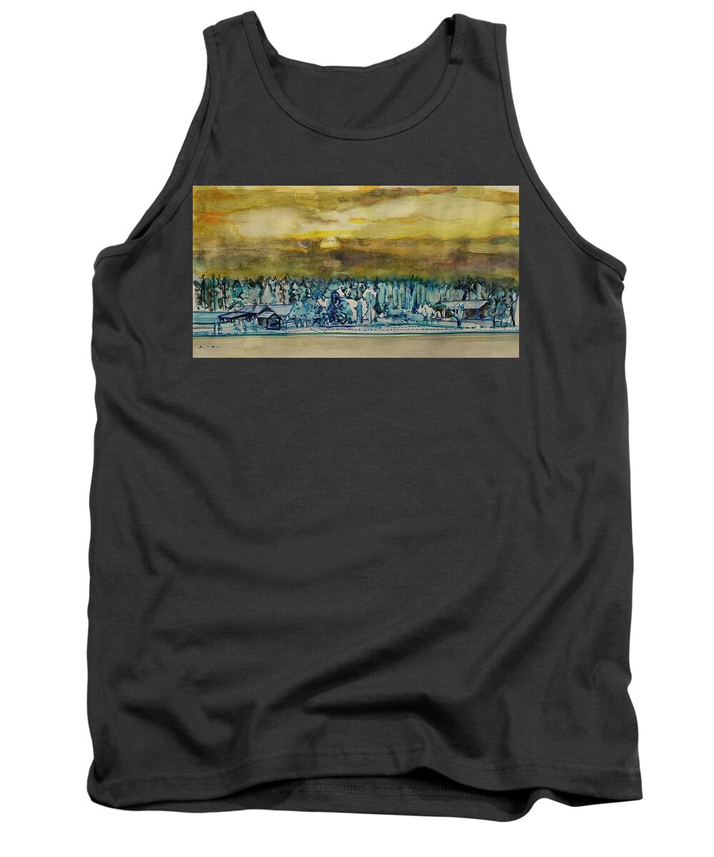 Landscape Tank Top featuring the painting Snow Chill by Try Cheatham